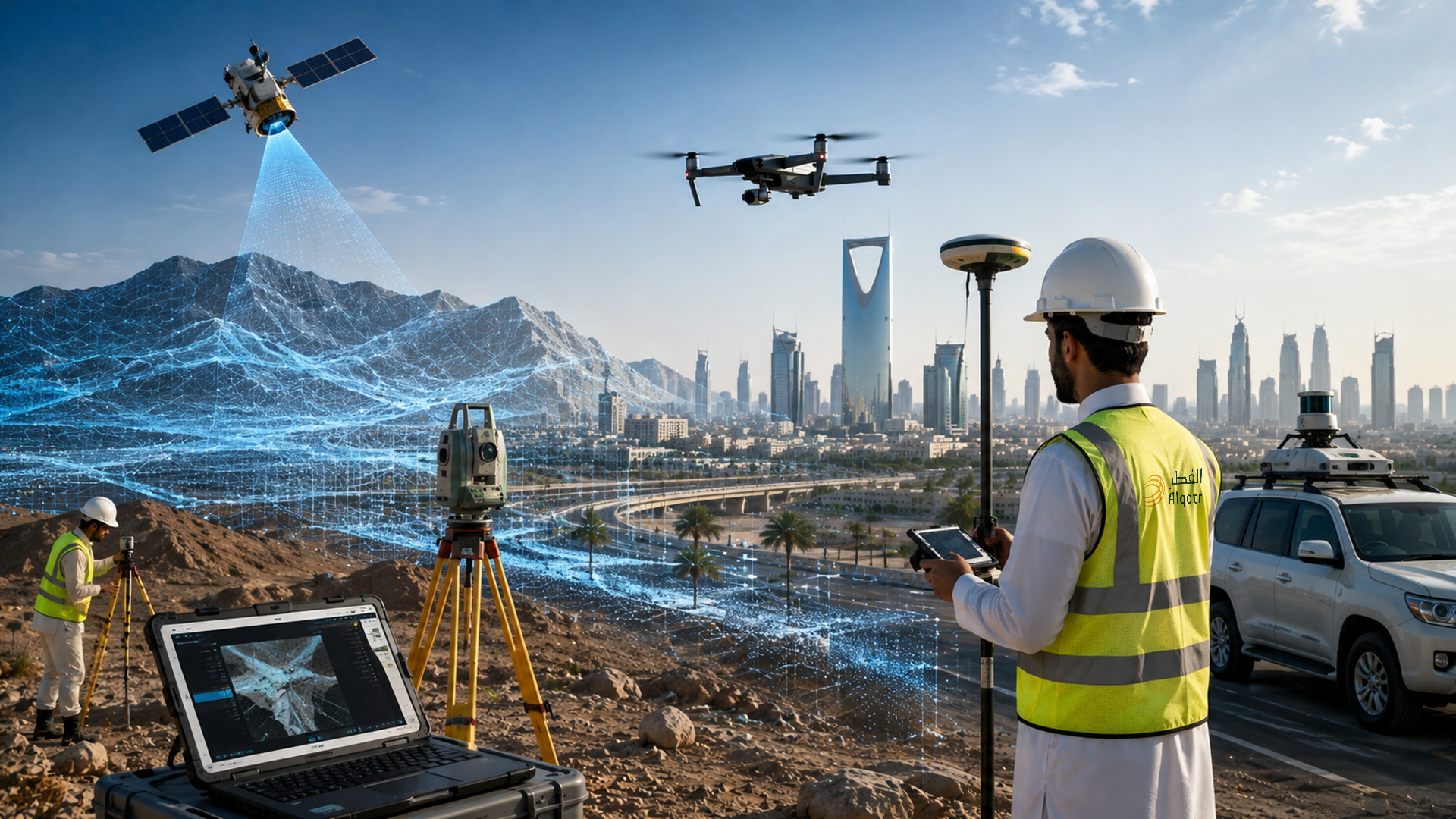 المسح الجوي بالدرون وتقنية LiDAR لجمع البيانات الطبوغرافية ومشاريع البنية التحتية في السعودية
